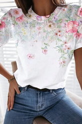 Camisetas básicas de cuello redondo con estampado urbano informal